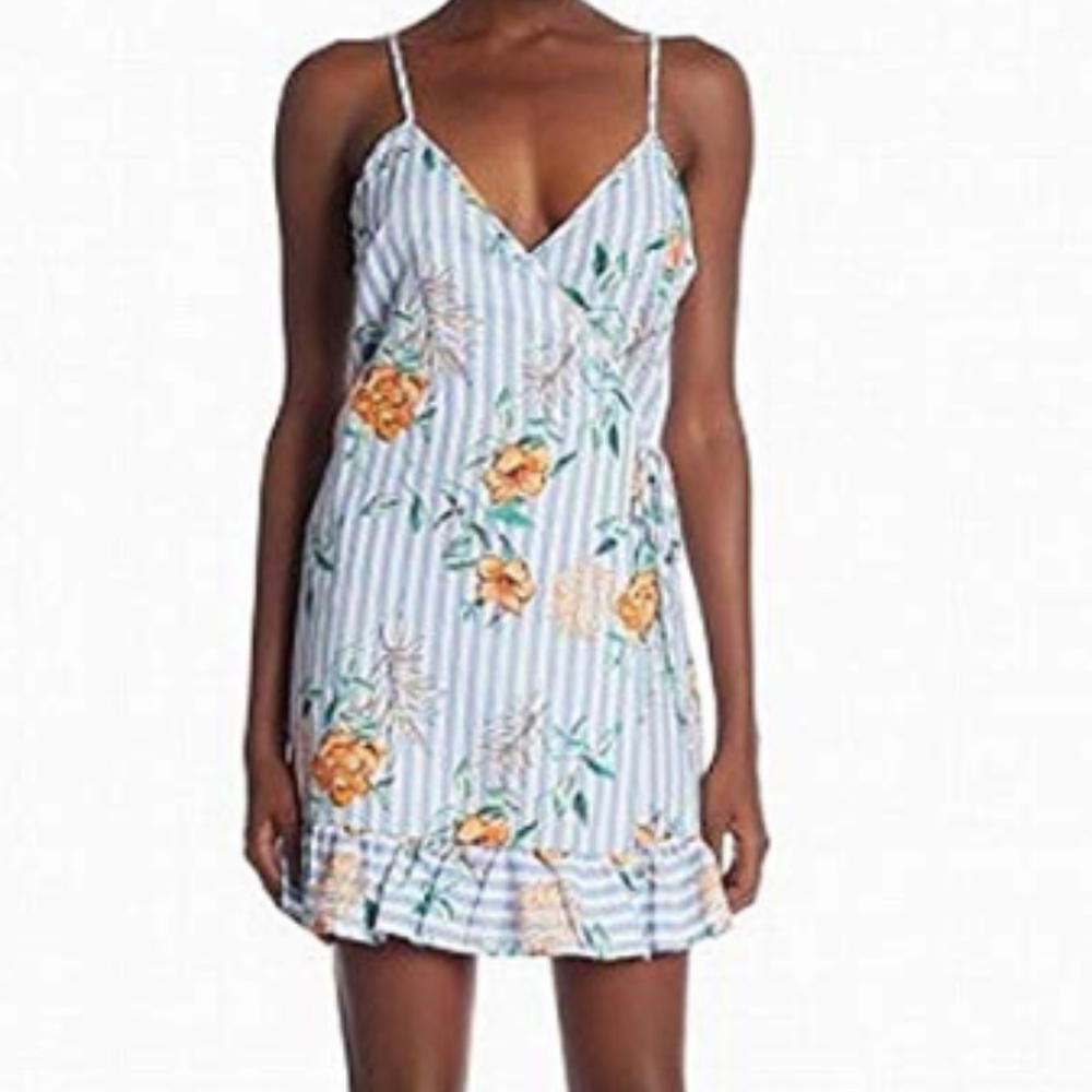 Everly Floral Ruffle Hem True Wrap dress